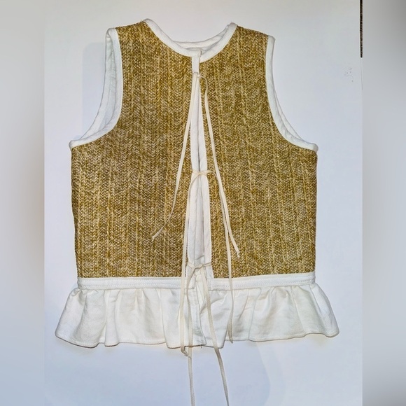 Girl’s 12 Belle Chiara coquette ruffled Natural raffia straw vest Easter Spring - Picture 3 of 10